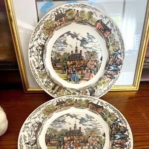 WEDGWOOD ETRURIA & BARLASTON PLATE WILLIAMSBURG VIRGINIA 10" TWO
